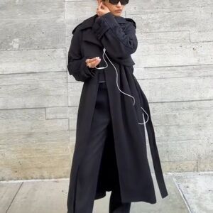 SKIMS Fleece Trench Coat in Black S